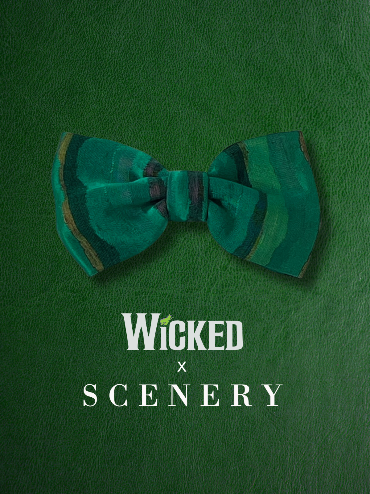 WICKED x Scenery: Emerald City Bow tie (clip-on) Green Stripe