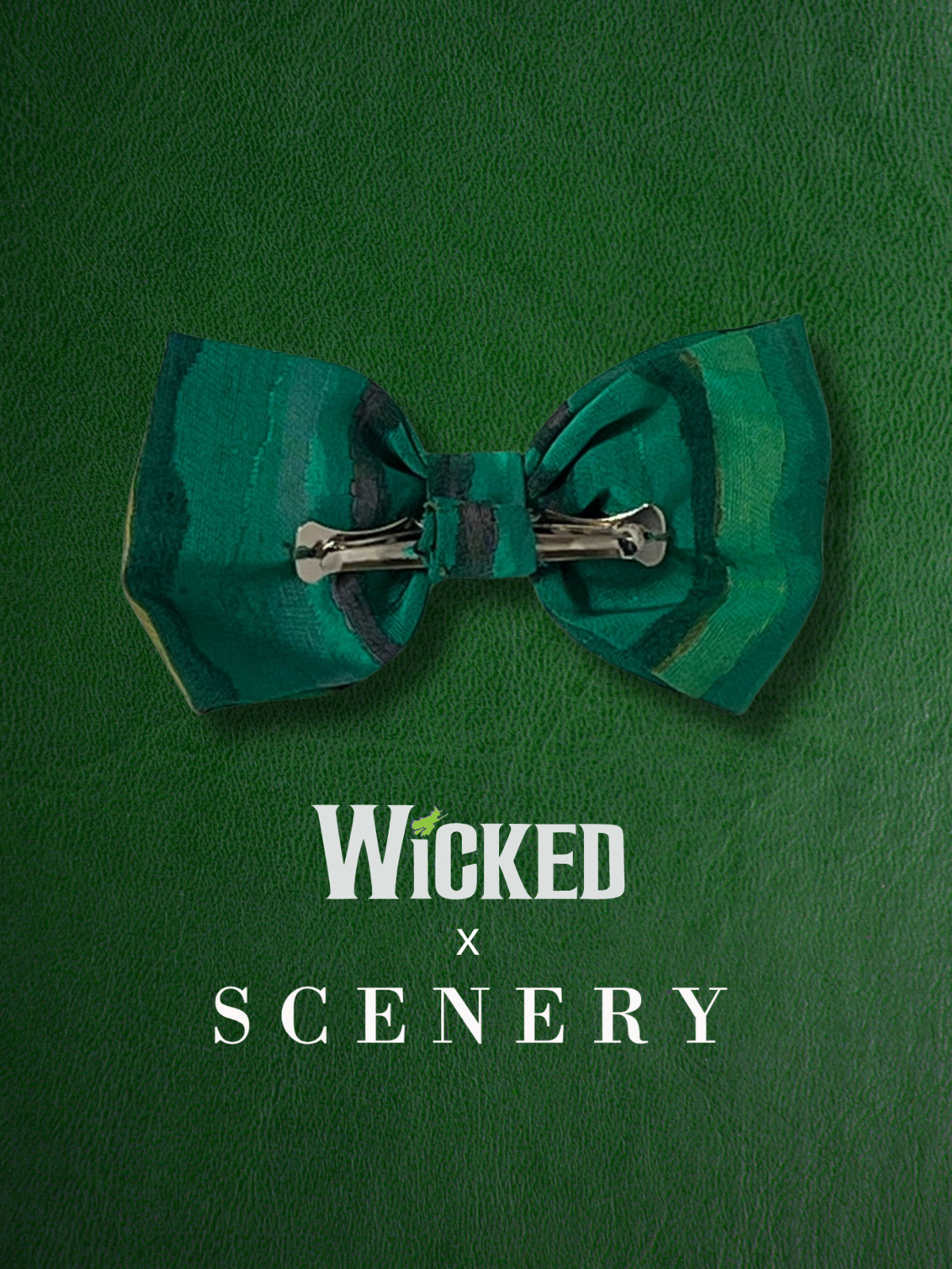 WICKED x Scenery: Emerald City Bow tie (clip-on) Green Stripe