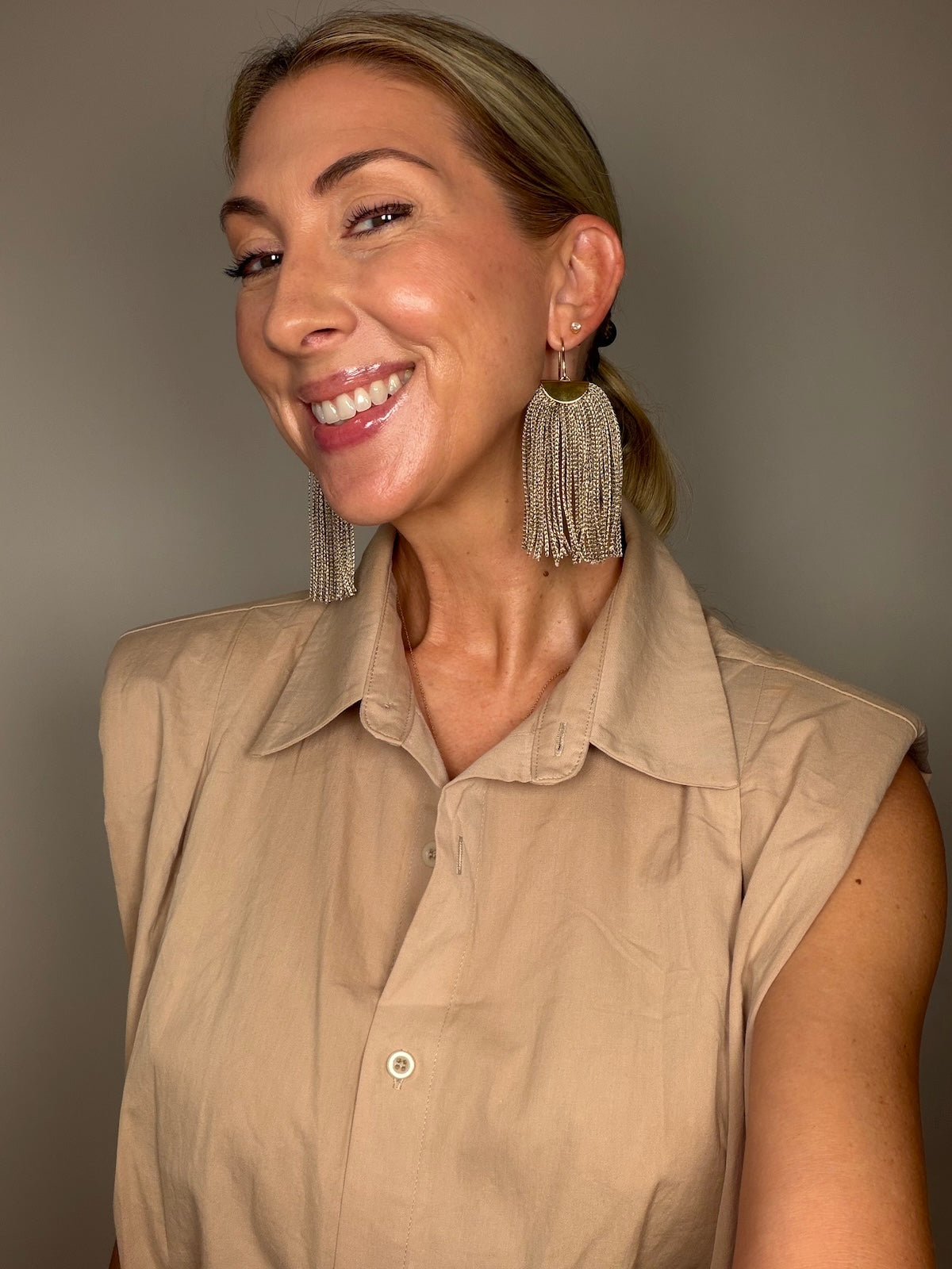 Cabaret Fringe Earrings Champagne