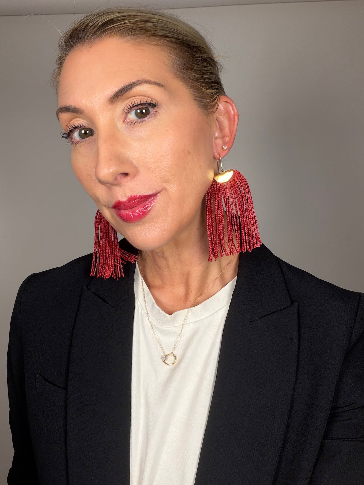 Cabaret Fringe Earrings Red