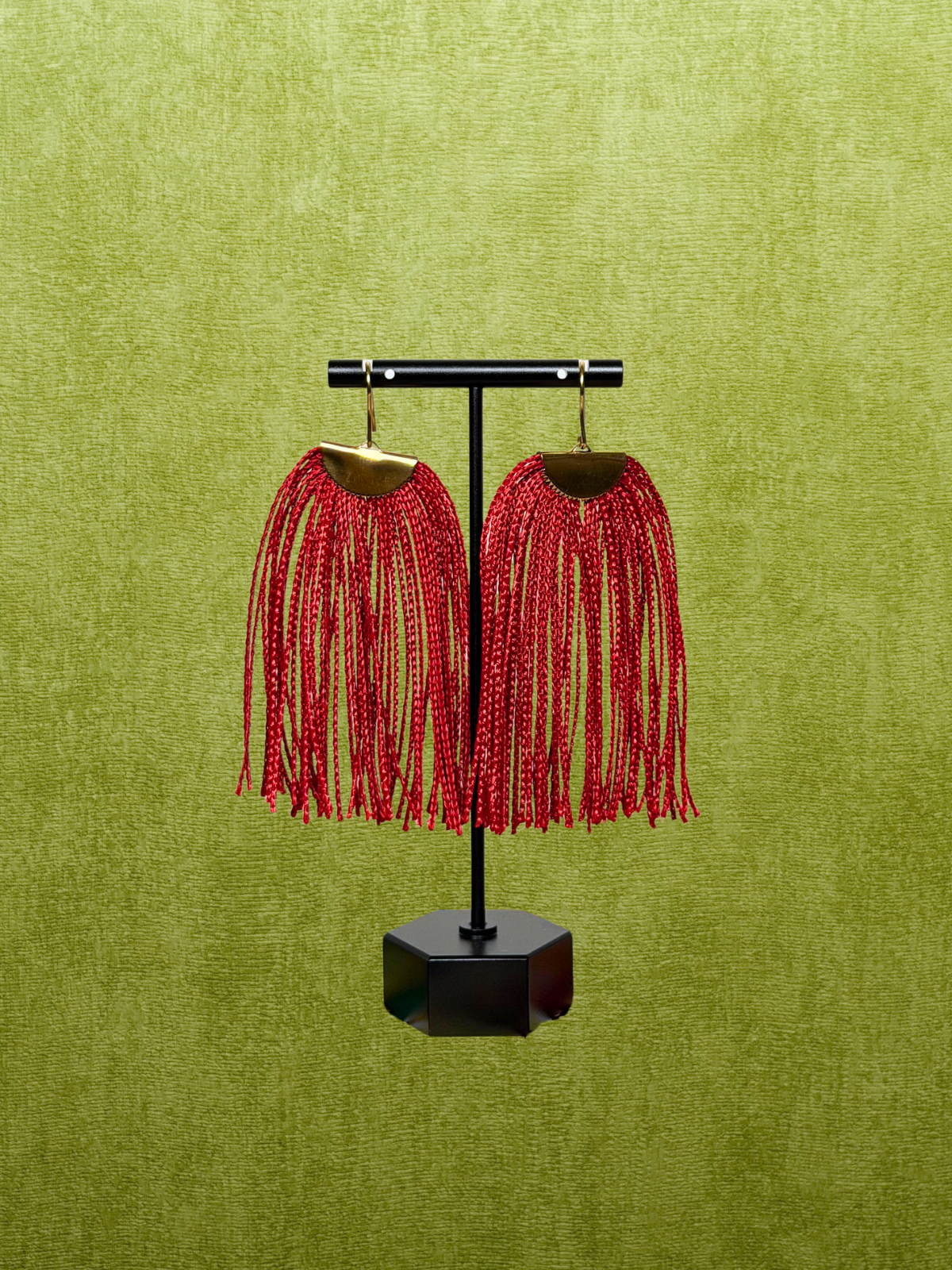 Cabaret Fringe Earrings Red