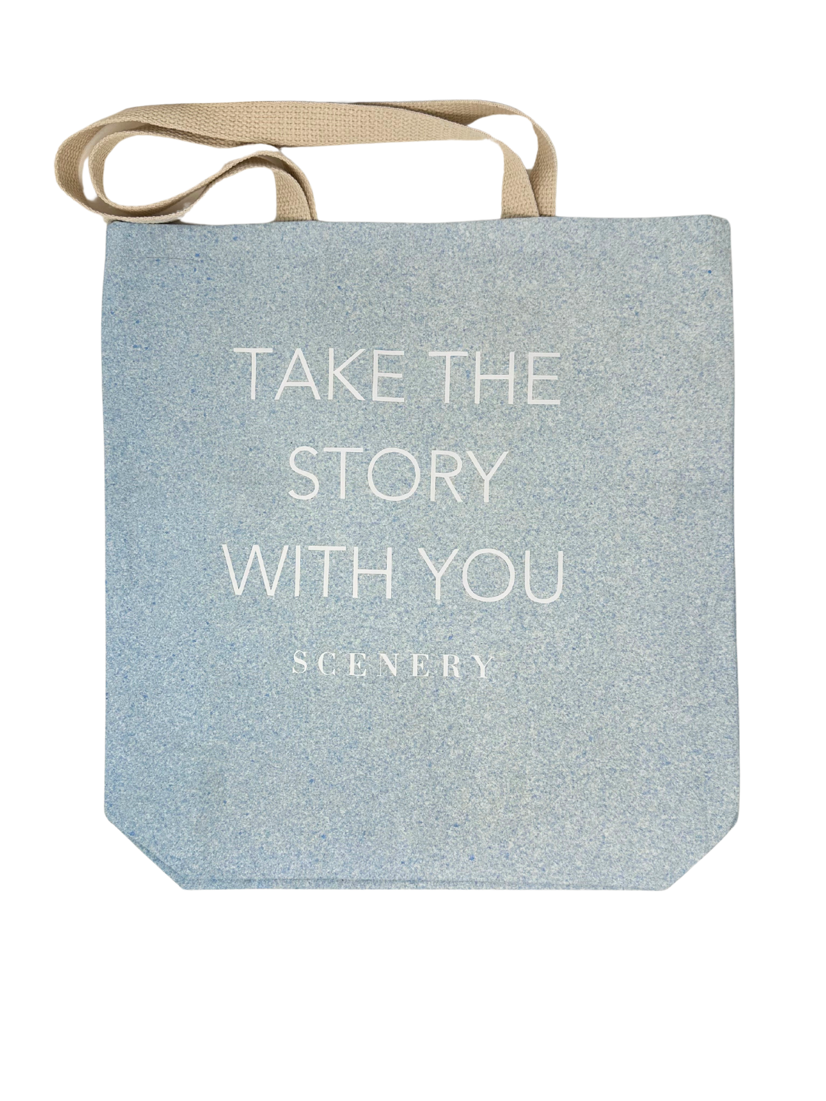 "Take the Story with you" Blue Tote - Scenery